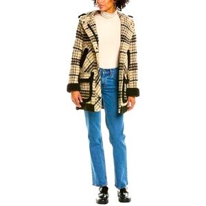 Sam Edelman - basically new, plaid coat in cream, tan, gray, and black tones.